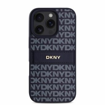 Obal DKNY PU Leather Repeat Pattern Tonal Stripe Apple iPhone 16 Pro DKHCP16LPRTHSLB modrý