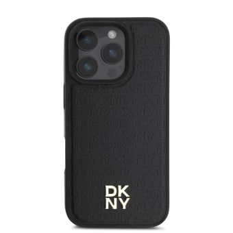Obal DKNY PU Leather Repeat Pattern Stack Logo MagSafe Apple iPhone 16 Plus DKHMP16MPSHRPSK čierny