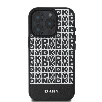 Obal DKNY PU Leather Repeat Pattern Bottom Stripe MagSafe Apple iPhone 16 Pro DKHMP16LPSOSPK čierny