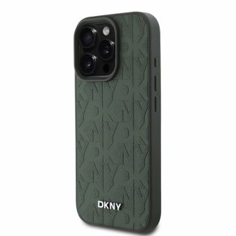 Obal DKNY PU Leather Grid Pattern Magsafe Apple iPhone 16 Pro DKHMP16LPSGPHMN zelený