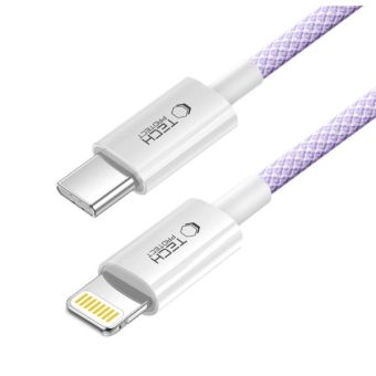 Tech-Protect Ultraboost Lite USB-C/Lightning PD60W/3A 1m fialový