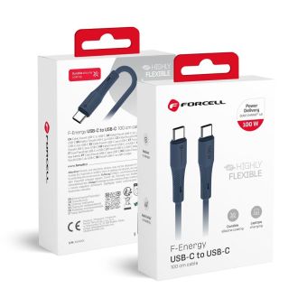 Forcell F-Energy Silicone C347 QC4.0 PD 5A 100W USB-C/USB-C modrý