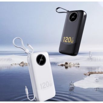 Dudao K13Pro Powerbank 20000mAh PD 22.5W, vstavané káble (USB-C, Lightning), čierna