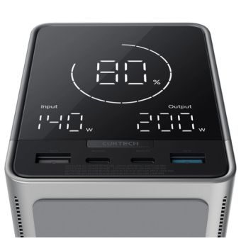 Cuktech P01CT Powerbank, 300W 40000mAh + bezdrôtové nabíjanie, 2xUSB-C+ 2xUSB-A, čierna