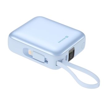 Swissten Space PowerBank 10000 mAh, 22.5W integrované káble (USB-C, Lighting), modrá