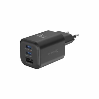 SWISSTEN GaN Travel Charger 2xUSB-C 65W PD + 1xUSB-A 30W QC čierna