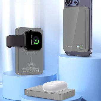 Blavec BJ-04 Slim Magsafe Powerbank 10000mAh 22,5W 3v1 sivá