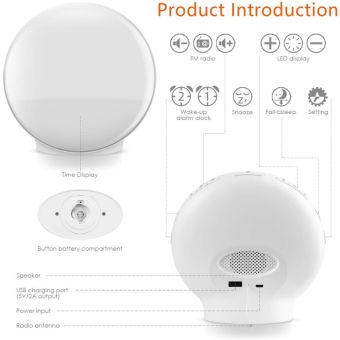 iQtech SmartLife Wi-Fi, budík so simuláciou východu slnka a FM Rádio
