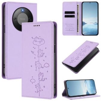 Obal Mezzo Book RFID Honor Magic8 Lite/X70/X9d vzor mačky fialový