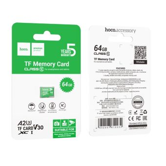 HOCO microSD 64GB class 10 UH-1 U3 V30 A2 zelená