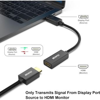 BENFEI adapter DisplayPort 1.2 to HDMI 1.4 4K unidirectional black