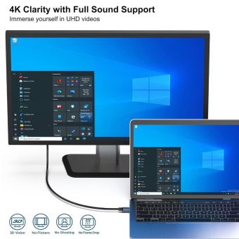 BENFEI cable USB-C to DisplayPort 0,9 m 8K 60Hz 4K 144Hz gray