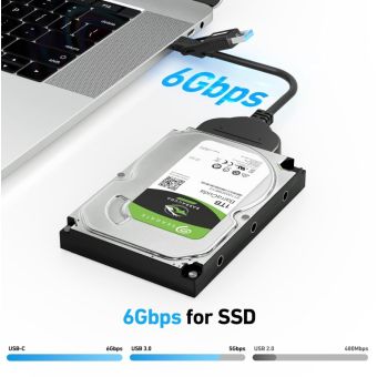 BENFEI cable USB-C USB-A 3.0 to SATA III for 2.5 HDD SSD black