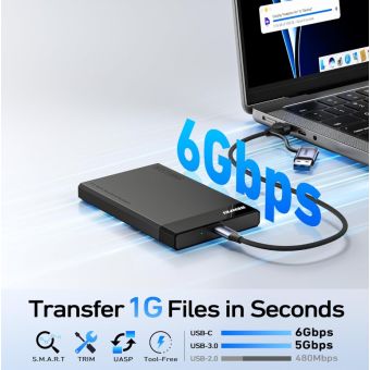 BENFEI SSD drive housing 2.5 inch SATA SSD USB-C USB-A with UASP SATA III support black