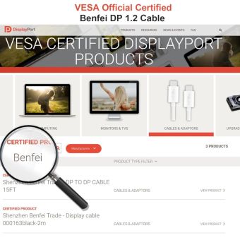 BENFEI cable 8K DisplayPort to DisplayPort 8K 60Hz 4K 144Hz 120Hz 2K 240Hz black