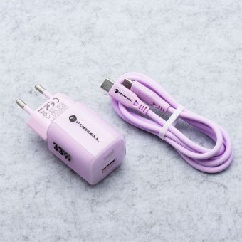 Forcell F-Energy GaN III Crystal Color VT-41, USB-C/USB-A, PD QC4.0 33W + USB-C kábel, fialová (Bulk)