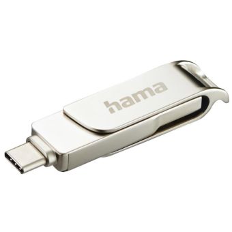 Hama Rotate Pro Dual ,USB kľúč, 128GB, USB-C 3.1/3.0, 100 MB/s, strieborný