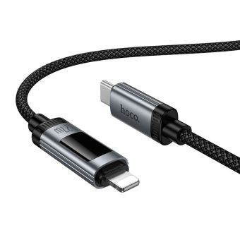 Hoco U148, LCD USB-C/Lightning PD 27W, 1.2m, čierny