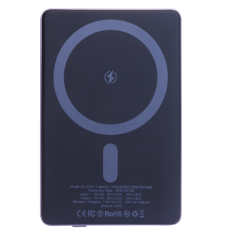 QUALO QMPB5-US-15-09, Powerbank MagSafe Ulltra slim 5000mAh 15W, fialová