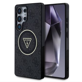 Obal Guess IML 4G Glitter and Triangle Logo MagSafe Samsung Galaxy S25 Ultra 5G S938 GUHMS25LHG4PRTGK Black