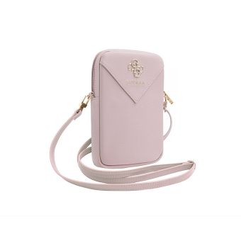 Obal Guess PU Grained 4G Metal Logo Wallet Phone Bag Zipper GUWBZPGSTEGP Pink
