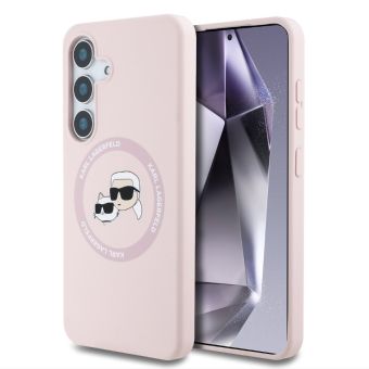 Obal Karl Lagerfeld Liquid Silicone K&CH Heads MagSafe Samsung Galaxy S25+ 5G S936 KLHMS25MSKCHTCP Pink
