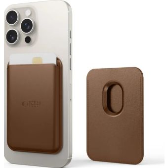 Tech-Protect MagWallet MagSafe Universal Magnetic Card Holder Brown, magnetická peňaženka
