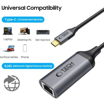 Tech-Protect Ultraboost USB-C/Ethernet RJ45 1000Mbps Black
