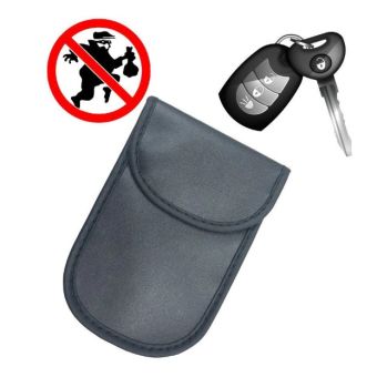 Faradayova klietka, obal na blokovanie signálu pre kľúče od auta, 14 x 10 cm, čierna