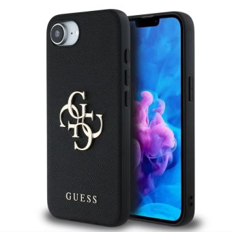 Obal Guess PU Grained 4G Metal Logo Apple iPhone 16e GUHCPSE4PGT4MBK Black