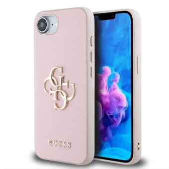 Obal Guess PU Grained 4G Metal Logo Apple iPhone 16e GUHCPSE4PGT4MBP Pink