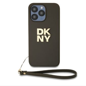 Obal DKNY PU Leather Stack Logo Wrist Strap Apple iPhone 15 Pro Max DKHCP15XPBSWSA hnedý
