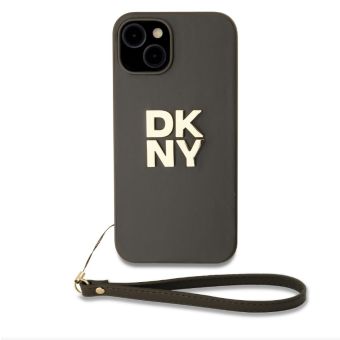 Obal DKNY PU Leather Stack Logo Wrist Strap Apple iPhone 15 DKHCP15SPBSWSA hnedý