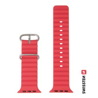 SWISSTEN remienok pre Apple Watch silikónový - Marine Straps 42/44/45/49 mm červený