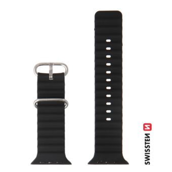 SWISSTEN remienok pre Apple Watch silikónový - Marine Straps 42/44/45/49 mm čierny