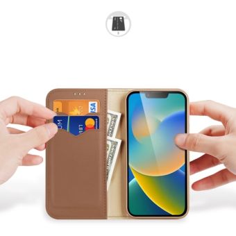 Obal Dux Ducis Hivo Book Apple iPhone 14 hnedý (ochrana proti čítaniu RFID čipov)