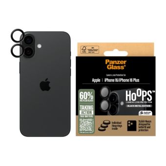 PanzerGlass - Ochranný kryt objektívu Hoops pre Apple iPhone 16/16 Plus, čierna