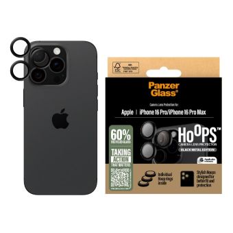 PanzerGlass - Ochranný kryt objektívu Hoops pre Apple iPhone 16 Pro/16 Pro Max, čierna