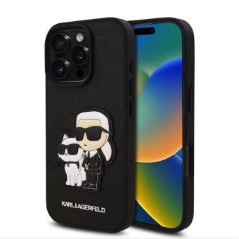Obal Karl Lagerfeld PU Saffiano Karl and Choupette Apple iPhone 16 Pro  KLHCP16LSANKCPK čierny