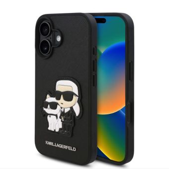 Obal Karl Lagerfeld PU Saffiano Karl and Choupette Apple iPhone 16 KLHCP16SSANKCPK čierny