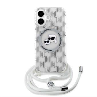 Obal Karl Lagerfeld IML Monogram Crossbody K&CH Heads MagSafe Apple iPhone 16 KLHMP16SHCKCKLCT transparentný