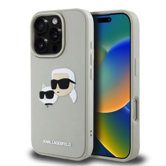 Obal Karl Lagerfeld 3D Rubber Double Heads Apple iPhone 16 Pro Max KLHCP16XRBCKCHLE béžový