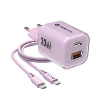 Forcell F-Energy GaN III Crystal Color VT-41, USB-C/USB-A, PD QC4.0 33W + USB-C kábel, fialová (Bulk)