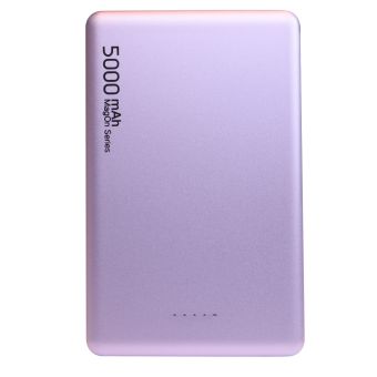 QUALO QMPB5-US-15-09, Powerbank MagSafe Ulltra slim 5000mAh 15W, fialová