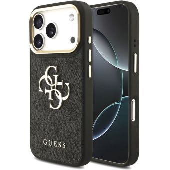 Obal Guess PU Leather 4G Metal Logo Gold Frame Apple iPhone 18 Pro Max GUHCP18X4GMGCGR čierny
