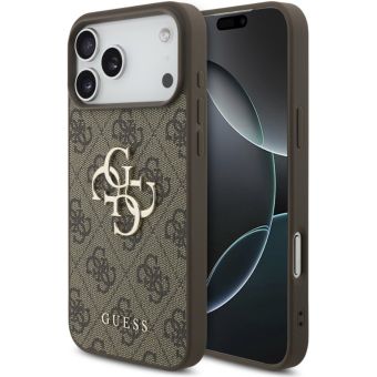 Obal Guess PU 4G Metal Logo Apple iPhone 18 Pro GUHCP18L4GMGBR hnedý