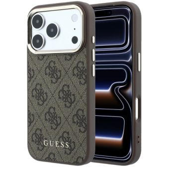 Obal Guess PU Leather 4G Gold Frame MagSafe Apple iPhone 18 Pro Max GUHMP18XG4GFCW hnedý