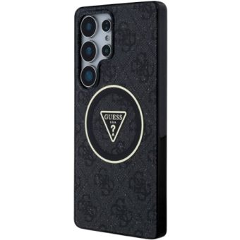 Obal Guess IML 4G Glitter and Triangle Logo MagSafe Samsung Galaxy S25 Ultra 5G S938 GUHMS25LHG4PRTGK Black