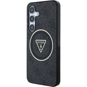 Obal Guess IML 4G Glitter and Triangle Logo MagSafe Samsung Galaxy S25+ 5G S936 GUHMS25MHG4PRTGK Black