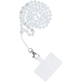 CRYSTAL DIAMOND, šnúrka na krk pre mobil, 74cm (37cm slučke), biela